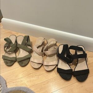 H&M Women's Sandals - Olive, Cream, and Black